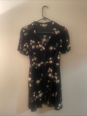 Urban Renewal Black Mini Dress with Pink Floral Print